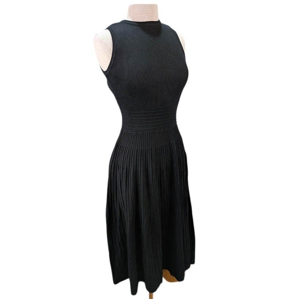 NEW Pretty Garden Fit & Flare Sweater Dress Womens S Black 90s‎ Dark Academia